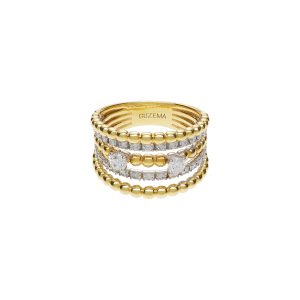 Каблучка з діамантовими доріжками, 0,7 ct, жовте золото