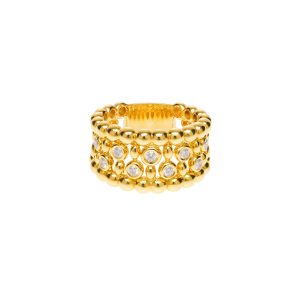 Каблучка-шина з діамантами, 0,28 ct, жовте золото