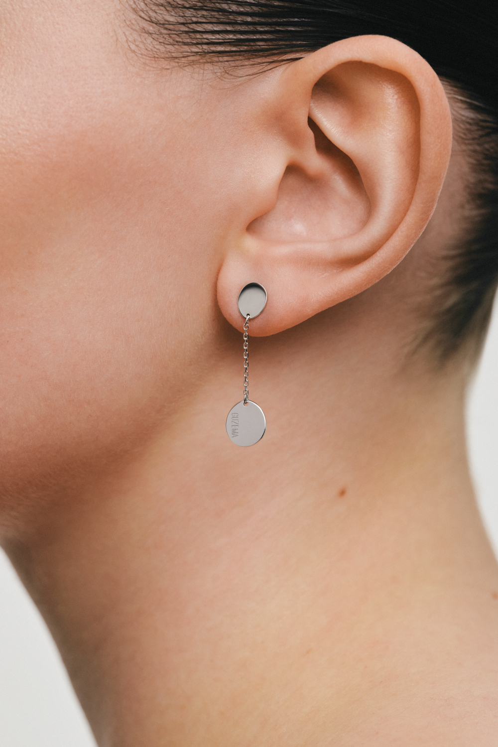 Сережки Сережки, 2 клюшки на ланцюжку, бiле золото з сучасним дизайном