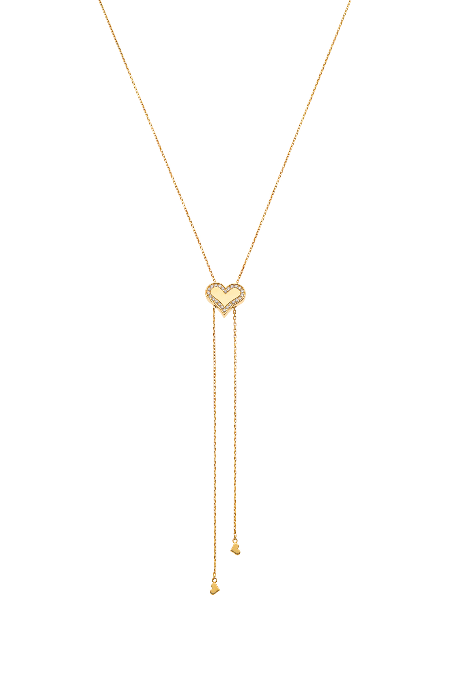 Кольє Кольє-трансформер, велике серце з діамантами, жовте золото преміум якості
