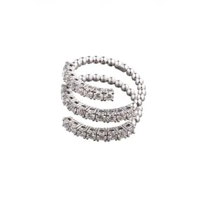Каблучка-спіраль, 3 завитки з діамантами, 2,492 ct, біле золото