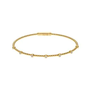 Браслет, 7 діамантів, 0,16 ct, жовте золото