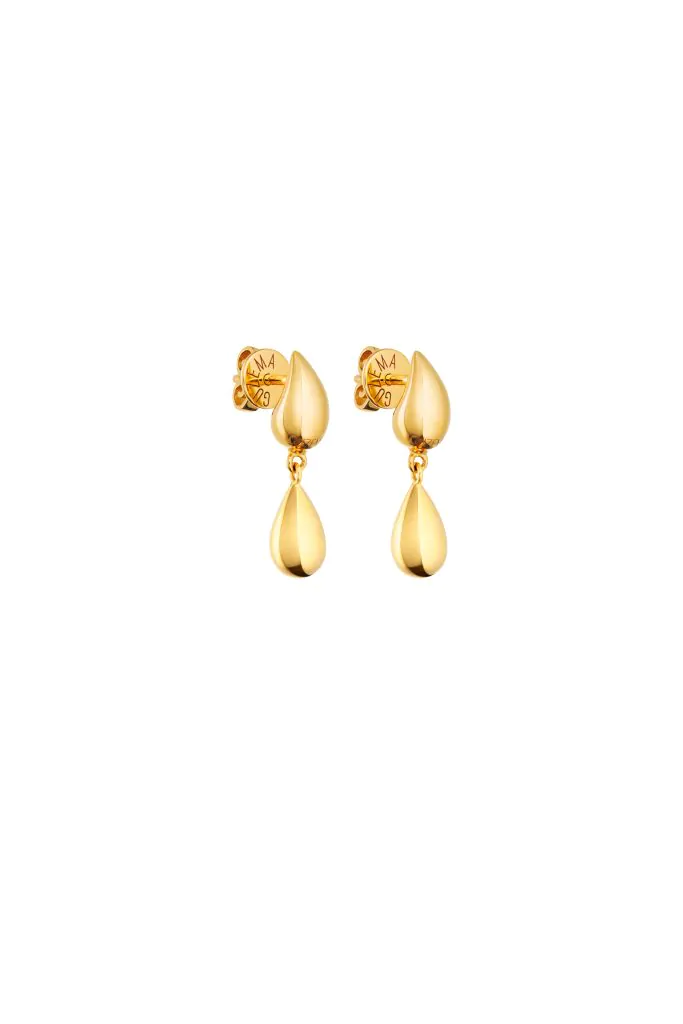 Сережки крапля коротка, жовте золото