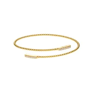 Браслет-спіраль тонкий, 12 діамантів, 0,16 ct, жовте золото