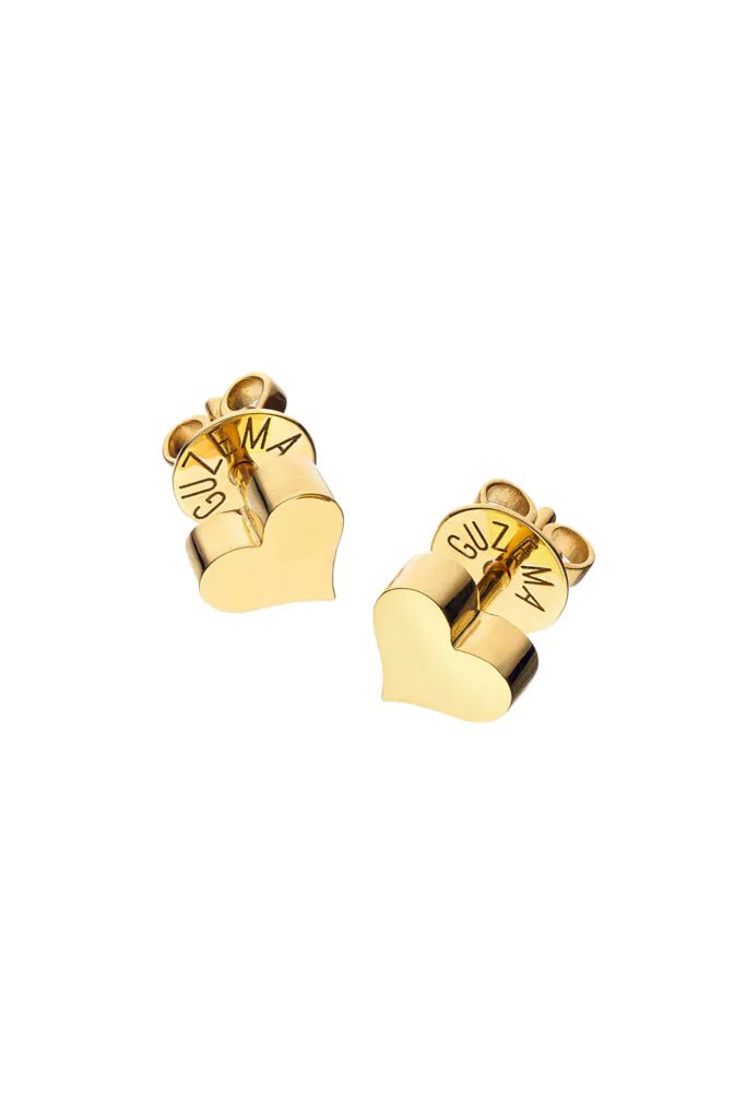 Сережки, об'ємне серденько, жовте золото